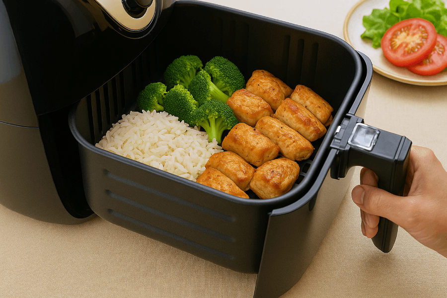 Esquentando comida na Air Fryer